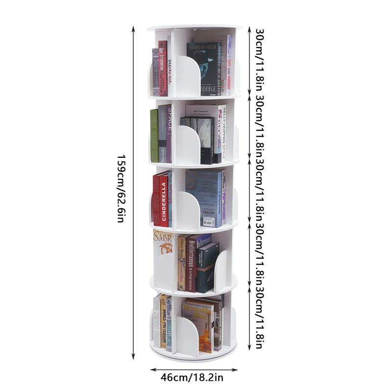CNCEST Rotating Bookshelf Tower 360° Bookcase Figure Display Shelf Bedroom Storage Rack Classroom Organizer Smooth Wooden Birthday Gift Home Decor