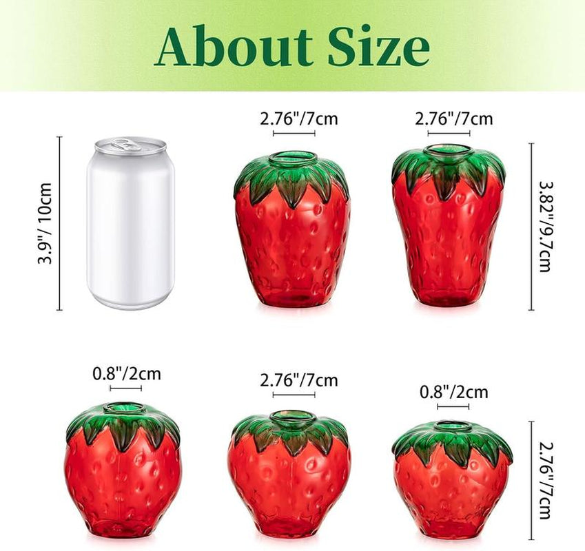 Cute Strawberry Vase for Flowers: Unique Glass Strawberry Decor for Home Kitchen Bathroom Office, Plant Propagation, Housewarming Gift