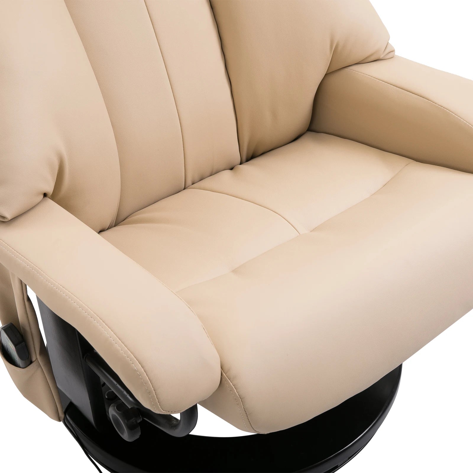 Massage PU Leather Lounge Living Room Recliner Chair W/ Remote, Footrest, Beige