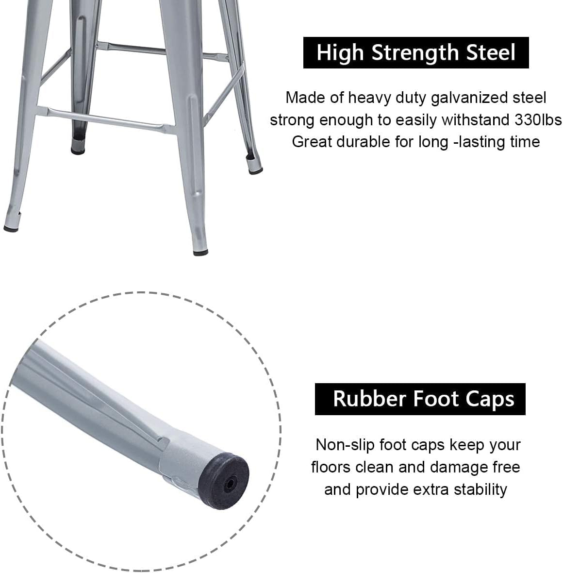 Metal Bar Stools Set of 4 Barstools Counter Height Bar Stools with Back Industrial Bar Stool Indoor Counter Stool Kitchen Island Stools Modern Bar Chair with Wood Top 24 Inch Silver