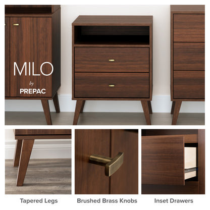 Milo Mid-Century 6 Drawer Wooden Dresser, 16.75" X 52.5" X 33", Cherry