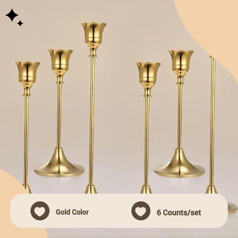 Candle Holder Set, 6 Counts/Set Modern Simple Candle Stand, Desktop Decoration for Home Decor Living Room Bedroom Dining Room Wedding Party, Room Decor
