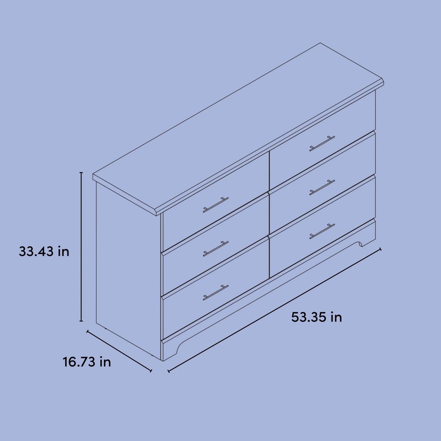 Brookside 6 Drawer Nursery Double Dresser, Pebble Gray