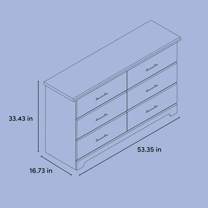 Brookside 6 Drawer Nursery Double Dresser, Pebble Gray
